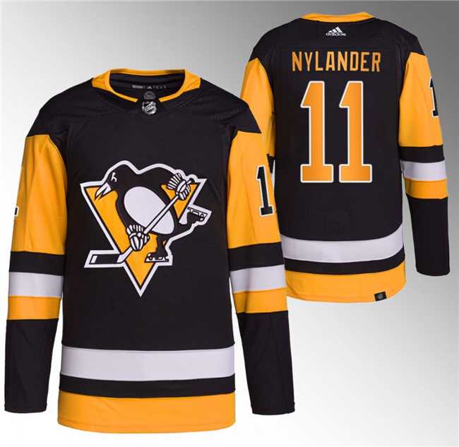 Mens Pittsburgh Penguins #11 Alex Nylander Black Stitched Jersey1